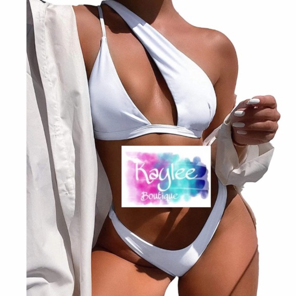 Kaylee Boutique Cut-Out One Shoulder Bikini White